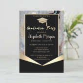 グリッター卒業キャップ、紙吹雪大理石卒業 招待状 (スタンド正面)