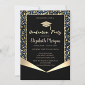 グリッター卒業帽, グリッター青豹柄卒業 招待状 (正面)