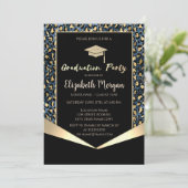 グリッター卒業帽, グリッター青豹柄卒業 招待状 (スタンド正面)