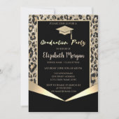 グリッター卒業帽, グリッター レオパード 卒業 招待状 (正面)