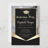 グリッター卒業帽,コンフェッティ マーブル 卒業 招待状 (正面)