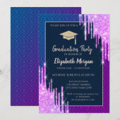 グリッター卒業帽, ジオメトリックな卒業の垂れ込み 招待状 (正面/裏面)