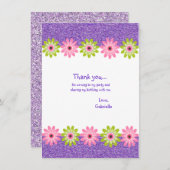 グリッター及びフラワー・ガールの誕生日は感謝していしています サンキューカード (正面/裏面)