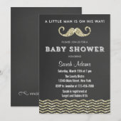 グリッター口ひげフェイクベビーシャワー招待状 招待状 (正面/裏面)