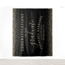 グリッター台本書道卒業 |黒い金ゴールド