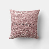 グリッター名ファッションシークインピンク赤面粉末バラ クッション (裏面)