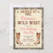 グリッター女性のカーボーイワイルドウエスト誕生日招待状 招待状 (正面)