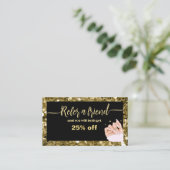 グリッター女性手ネイルサロン紹介カード ロイヤリティカード (スタンド正面)