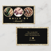 グリッター女手ネイルサロン名刺 名刺 (正面/裏面)