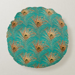 グリッター孔雀の羽のパターン ラウンドクッション