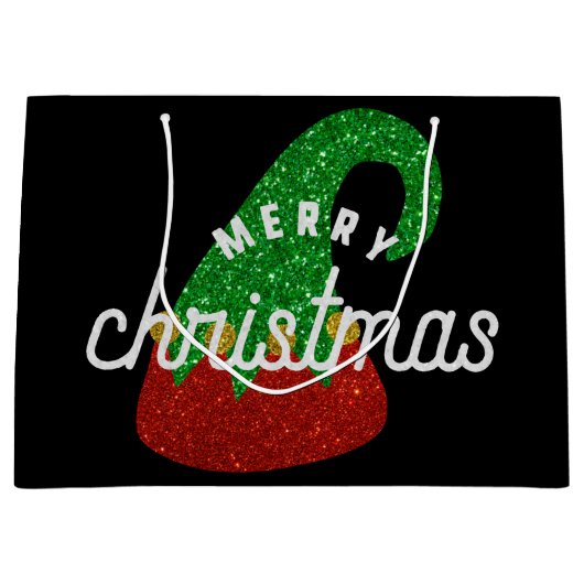 グリッター小妖精や小人ハット ラージペーパーバッグ (正面)