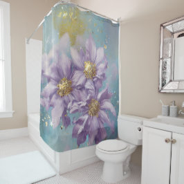 グリッター嵐ファンタジー花 シャワーカーテン