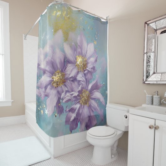 グリッター嵐ファンタジー花 シャワーカーテン (インサイチュ)