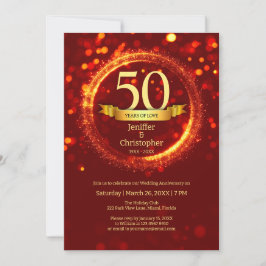 グリッター年名の結婚記念日の赤を編集 招待状