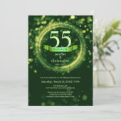 グリッター年名結婚の緑の編集 招待状 (スタンド正面)