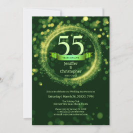 グリッター年名結婚の緑の編集 招待状