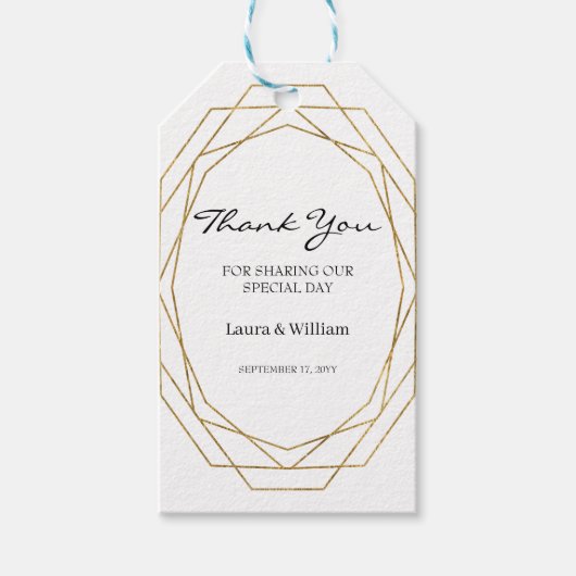 グリッター幾何モダン結婚式の引き出物 ギフトタグ (正面)