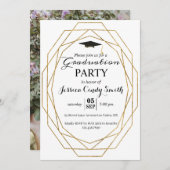 グリッター幾何額写真卒業パーティー 招待状 (正面/裏面)