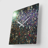 グリッター彗星と星 スクエア壁時計 (傾斜)