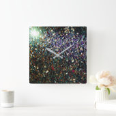 グリッター彗星と星 スクエア壁時計 (ホーム)