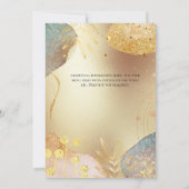 グリッター形状金ゴールド葉銅青色抽象芸術 招待状 (裏面)