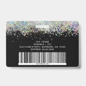 グリッター従業員の写真名バーコード バッジ (裏面)