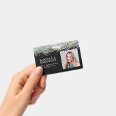 グリッター従業員の写真名バーコード バッジ (手持ち)