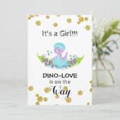 *~*グリッター恐竜の赤ちゃんガールシャワー招待状 招待状 (スタンド正面)