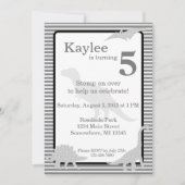 グリッター恐竜トレックスガール誕生日招待状 招待状 (正面)