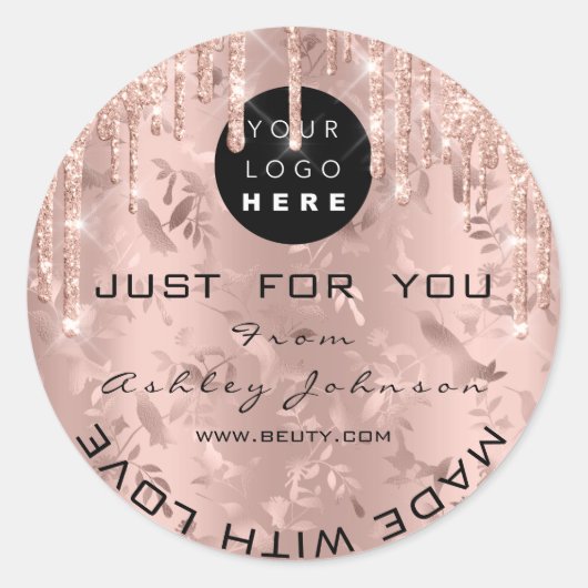 グリッター感謝していロゴバラドリップフローラ製 ラウンドシール (正面)