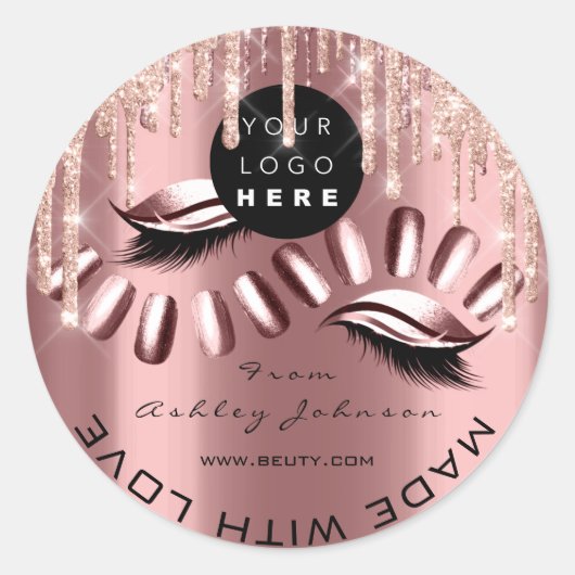 グリッター感謝していロゴバラドリップ愛爪、 ネイル ラウンドシール (正面)