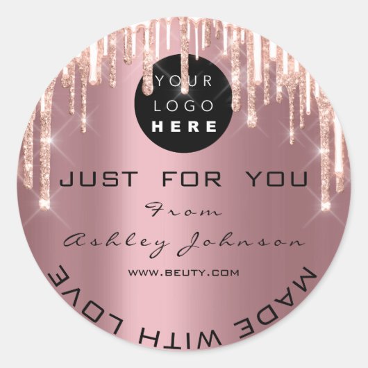 グリッター感謝していロゴバラドリップ ラウンドシール (正面)