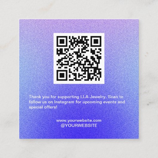 グリッター手作モダンりジュエリーネックレスディスプレイ スクエア名刺 (裏面)