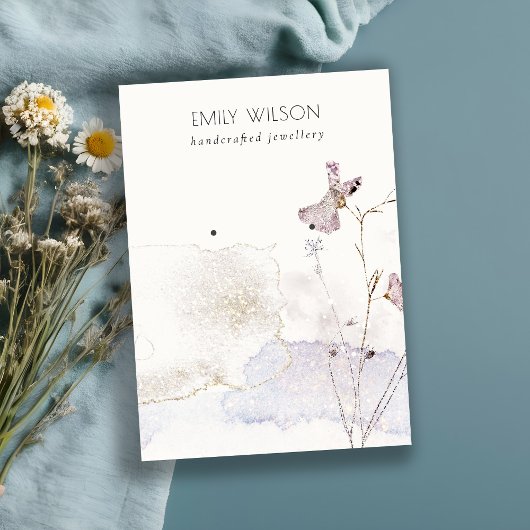 グリッター押し花イヤリングスタッドディスプレイ 名刺