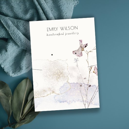 グリッター押し花ネックレスイヤリングディスプレイ 名刺