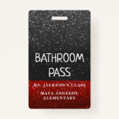 グリッター新学期カラーズバスルームホールパス バッジ (正面)