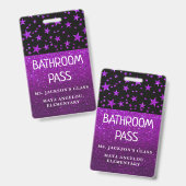 グリッター新学期スターズバスルームホールパス バッジ (表裏)