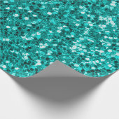 グリッター明るいターコイズ組織 ラッピングペーパー (角)