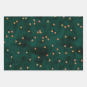 グリッター星オングランジ紙 ラッピングペーパーシート (正面)