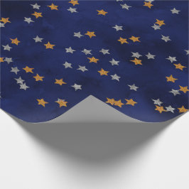 グリッター星オングランジ紙 ラッピングペーパー
