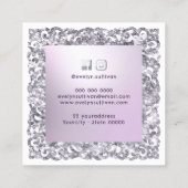 グリッター枠薄紫ボウビジネスカード スクエア名刺 (裏面)