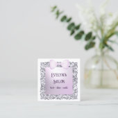 グリッター枠薄紫ボウビジネスカード スクエア名刺 (スタンド正面)