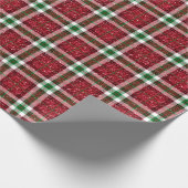 グリッター格子模様クリスマス ラッピングペーパー (角)