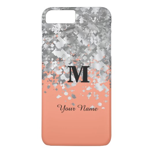 グリッター桃モノグラパーソナライズされたム Case-Mate iPhoneケース (裏面)