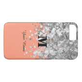 グリッター桃モノグラパーソナライズされたム Case-Mate iPhoneケース (裏面(横))