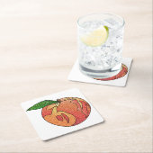 グリッター桃 スクエアペーパーコースター (インサイチュ)