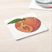 グリッター桃 スクエアペーパーコースター (アングル)