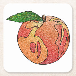 グリッター桃 スクエアペーパーコースター