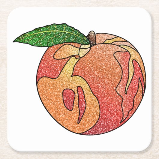 グリッター桃 スクエアペーパーコースター (正面)