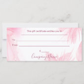 グリッター水彩シックなビジネスのギフト証明書 (裏面)